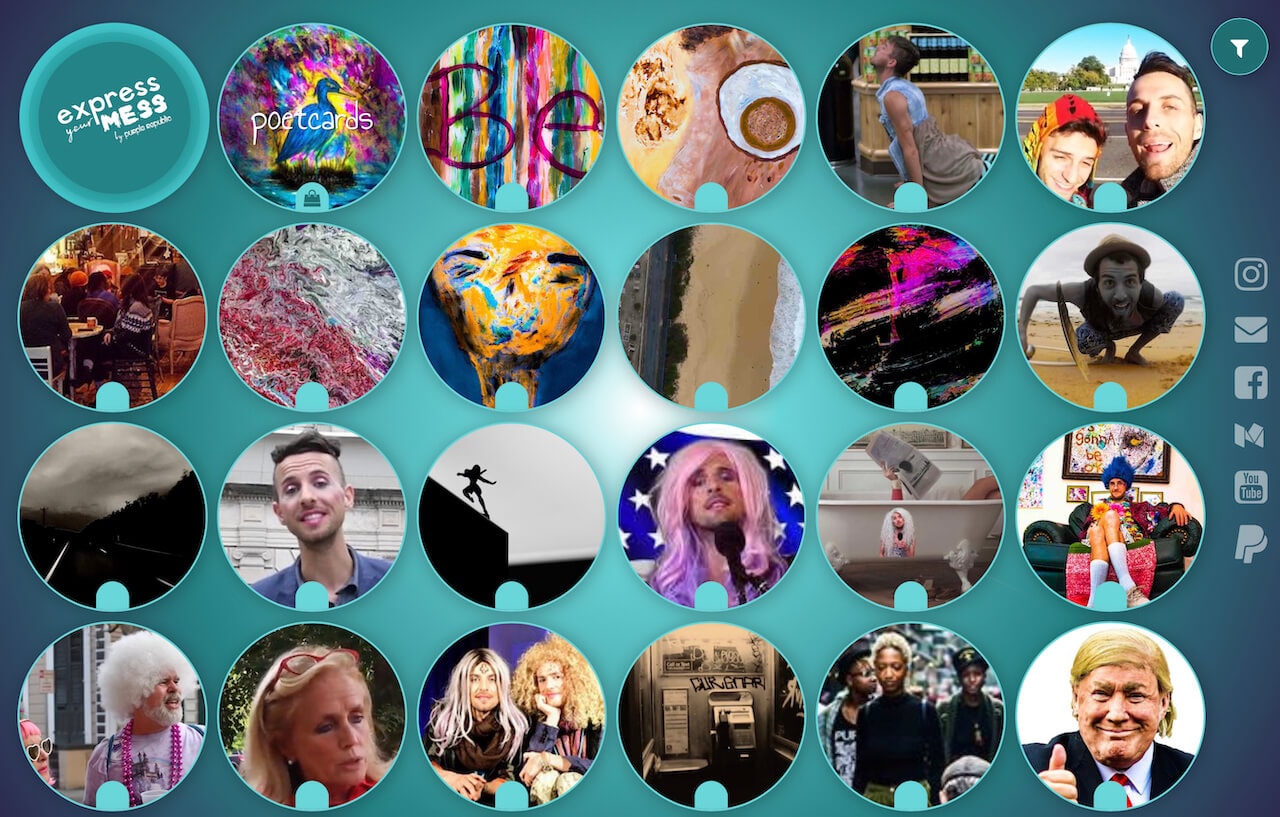 portfolio screenshot of an early version of expressyourmess.com with bubbles