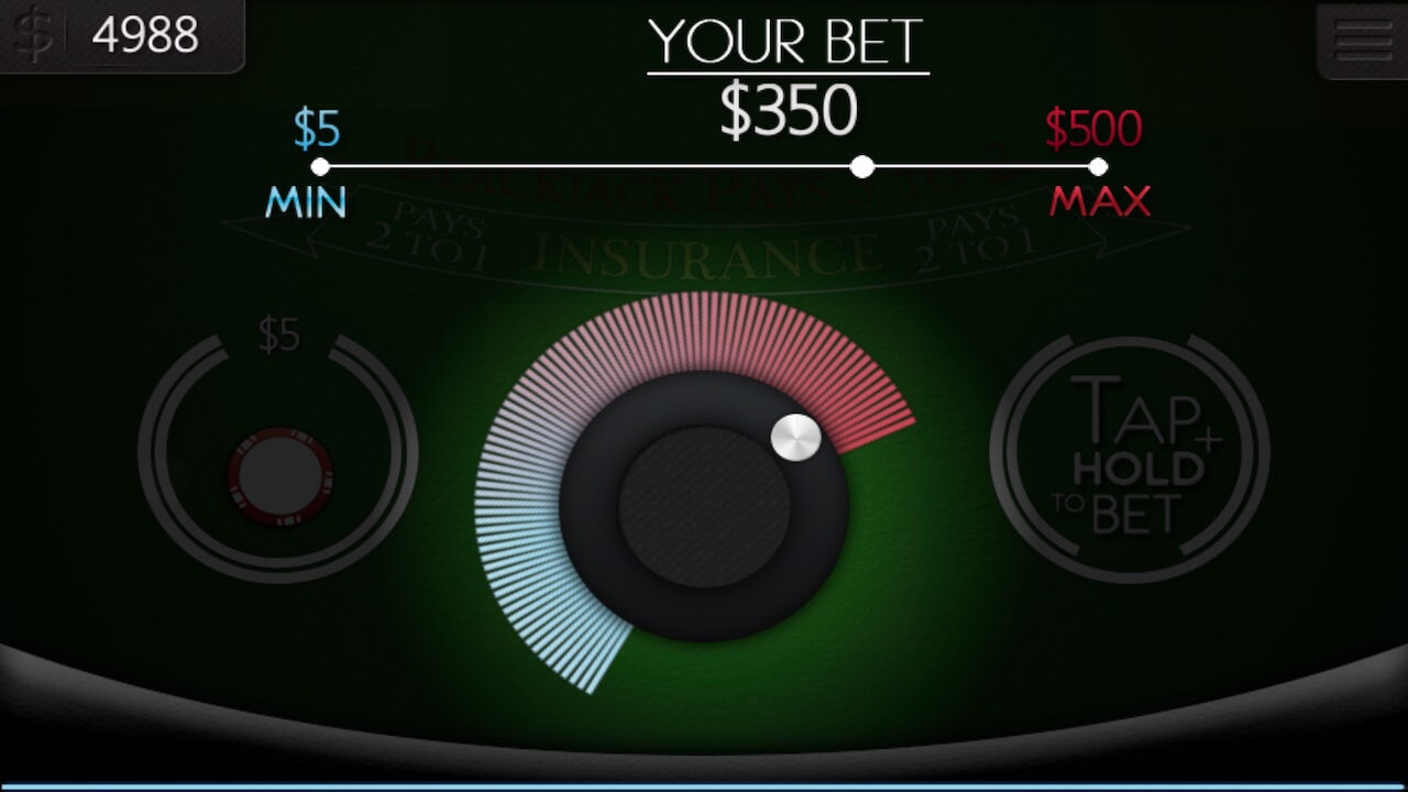 portfolio screenshot of the betting interface in Blackjack Genius