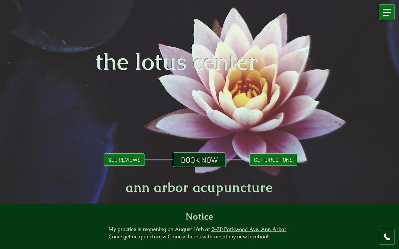 portfolio screenshot of the The Lotus Center website